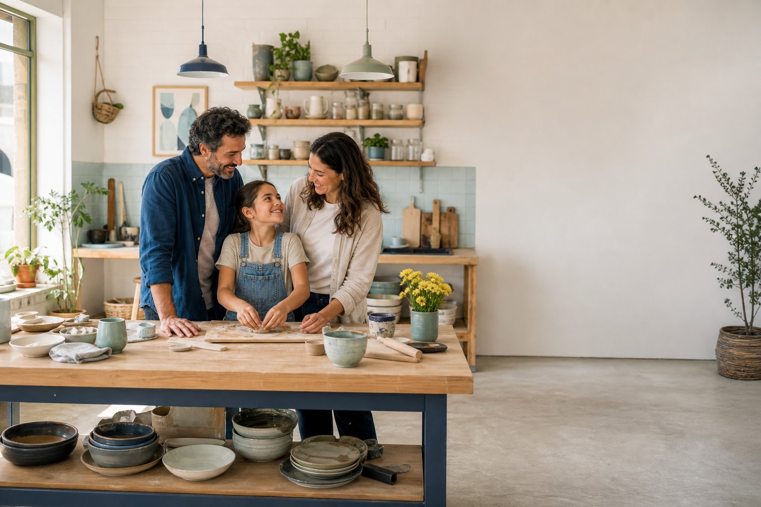 Familia emprendedora trabajando unida en su pequeño negocio